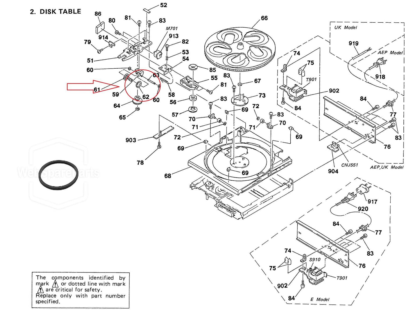 Ersatzriemen für CD-Player Plattenteller Sony CDP-C500M