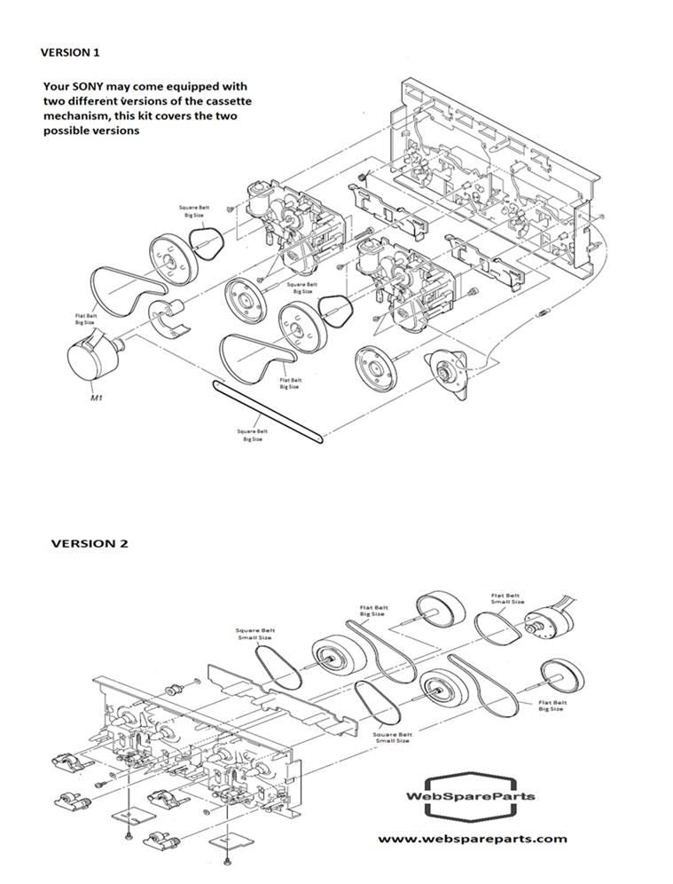 Riemen-Set Für Cassettendeck-KassettenDeck Sony HCD-BX3